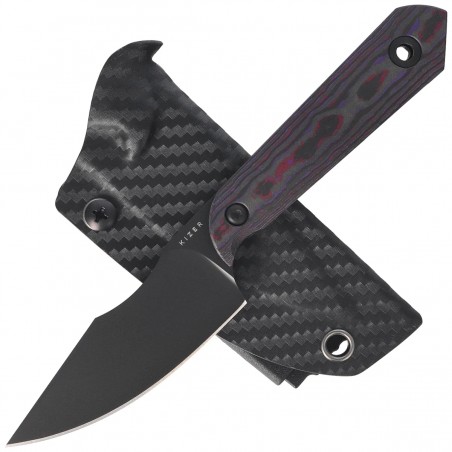 Nóż Kizer Mini Harpoon Purple Haze Fat Carbon, Black Matte DLC Ultra S45VN by Maverick Customs (1040S9)