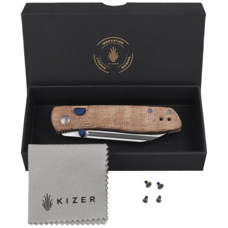 Nóż składany Kizer Renissance Brown Norplex UltreX Micarta, Satin N690 by Caleb Waldman (V3698A2)