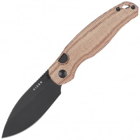 Nóż składany Kizer Phoca BD Brown Norplex UltreX Micarta, Black Stonewashed 14C28N (V3781BDA1)