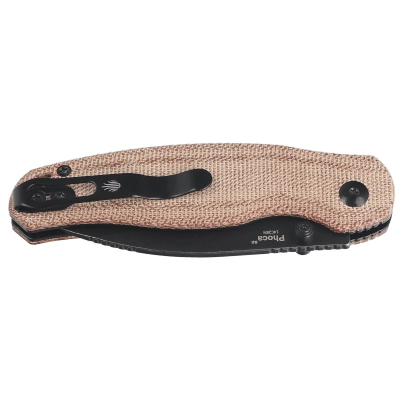 Nóż składany Kizer Phoca BD Brown Norplex UltreX Micarta, Black Stonewashed 14C28N (V3781BDA1)