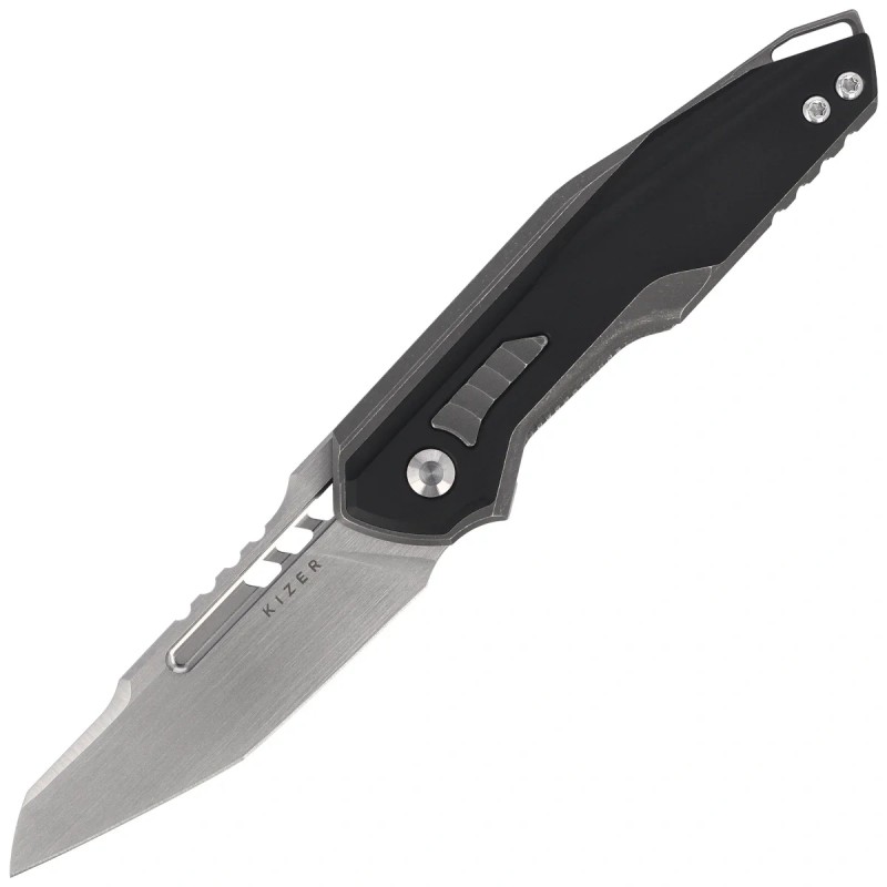 Nóż składany Kizer Zero Gray Titanium / Black Aluminium, Hand Brushed S45VN by Maciej Torbe (Ki3664A2)