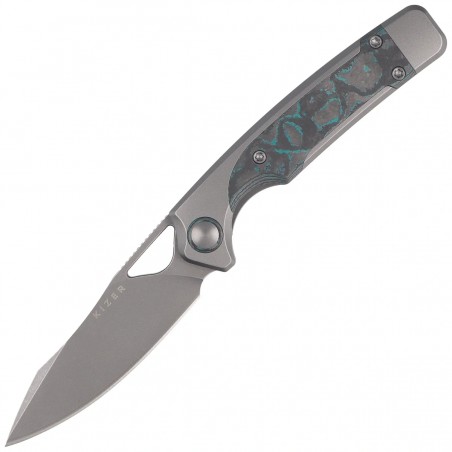 Nóż składany Kizer Ara Gray Titanium / Brittany Blue Camo Carbon, Gray Stonewashed S45VN Jonathan Styles & Paul Munko (Ki3729A2)