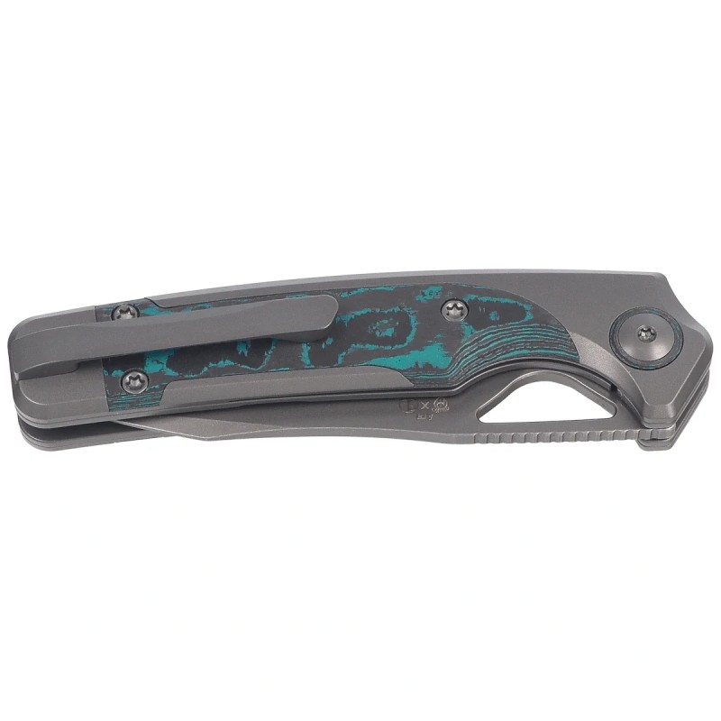 Nóż składany Kizer Ara Gray Titanium / Brittany Blue Camo Carbon, Gray Stonewashed S45VN Jonathan Styles & Paul Munko (Ki3729A2)