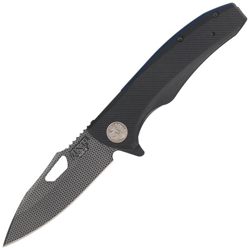 Nóż składany ASP Police Duty Knife Woven Bones AUS-8, Black (55740)