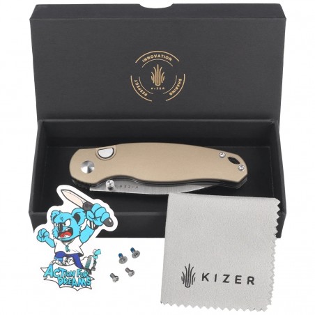 Nóż składany Kizer Phoca BD Sand Aluminium, Satin 14C28N (V3781BDA2)