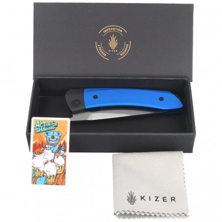 Nóż składany Kizer Mini MoMo Black-Blue Aluminum, Satin 154CM by Vladimir Legachev (V3663C1)