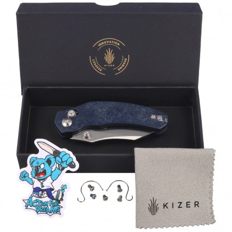 Nóż składany Kizer Mini Bulldog Blue Canyon Richlite, Satin Nitro-V by O.SHO (V3672SA3)
