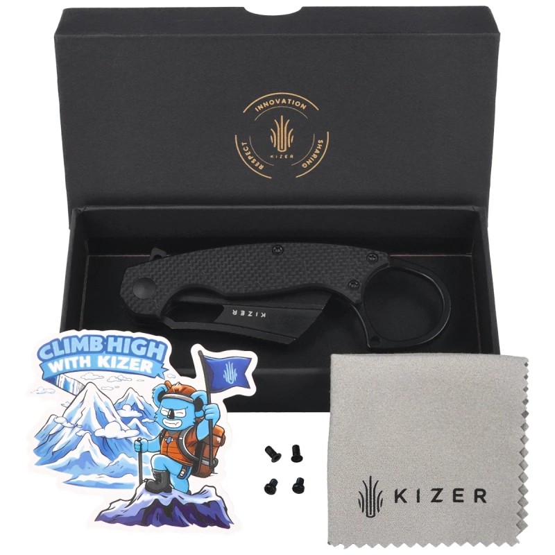 Nóż składany Kizer Dodo Karambit Black G10, Black Stonewashed Nitro-V by Giedymin (V2702A3)
