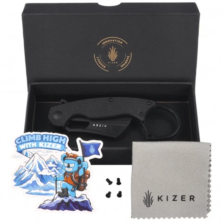 Nóż składany Kizer Dodo Karambit Black G10, Black Stonewashed Nitro-V by Giedymin (V2702A3)