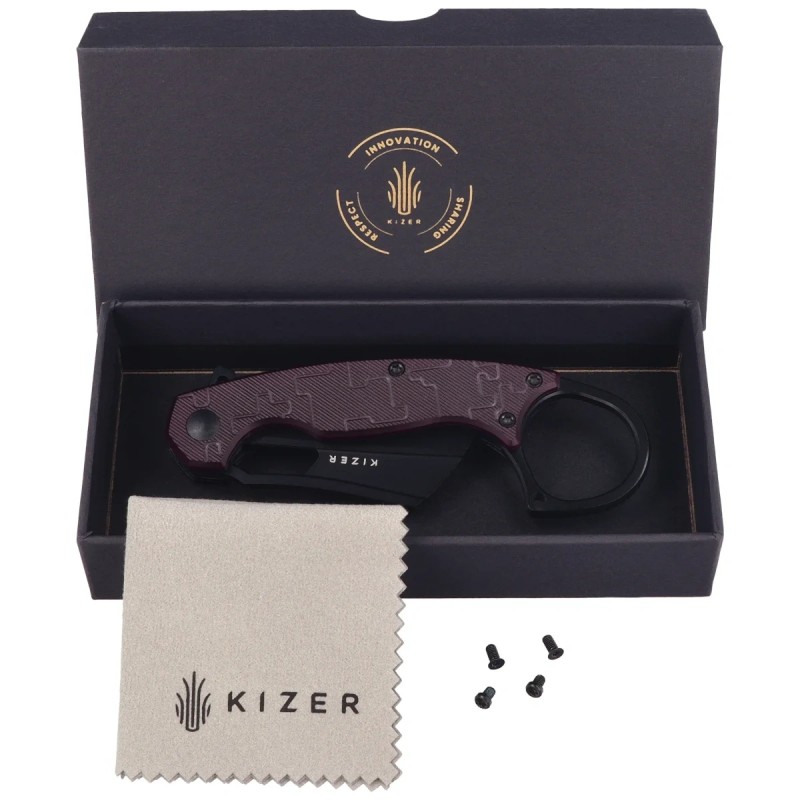Nóż składany Kizer Dodo Karambit Purple PC, Black PVD Nitro-V by Giedymin (V2702A2)