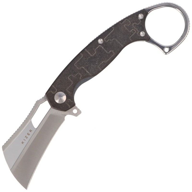 Nóż składany Kizer Dodo Karambit Chocolate Glacier Richlite, Satin Brushed Nitro-V by Giedymin (V2702A1)
