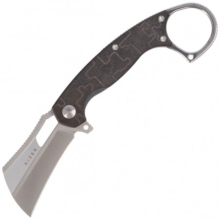 Nóż składany Kizer Dodo Karambit Chocolate Glacier Richlite, Satin Brushed Nitro-V by Giedymin (V2702A1)