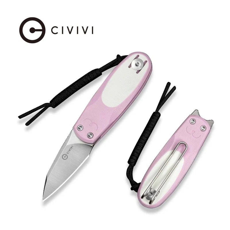 Nóż składany Civivi Purr Powder Pink-White G10, Satin Nitro-V by Ostap Hel (C25054-4)
