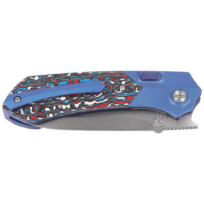 Nóż składany Remette Meteor Blue Titanium/Carbon Fiber, Pearlescent M390 (RTPT-AL)