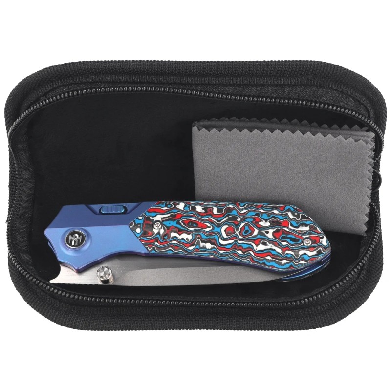 Nóż składany Remette Meteor Blue Titanium/Carbon Fiber, Pearlescent M390 (RTPT-AL)