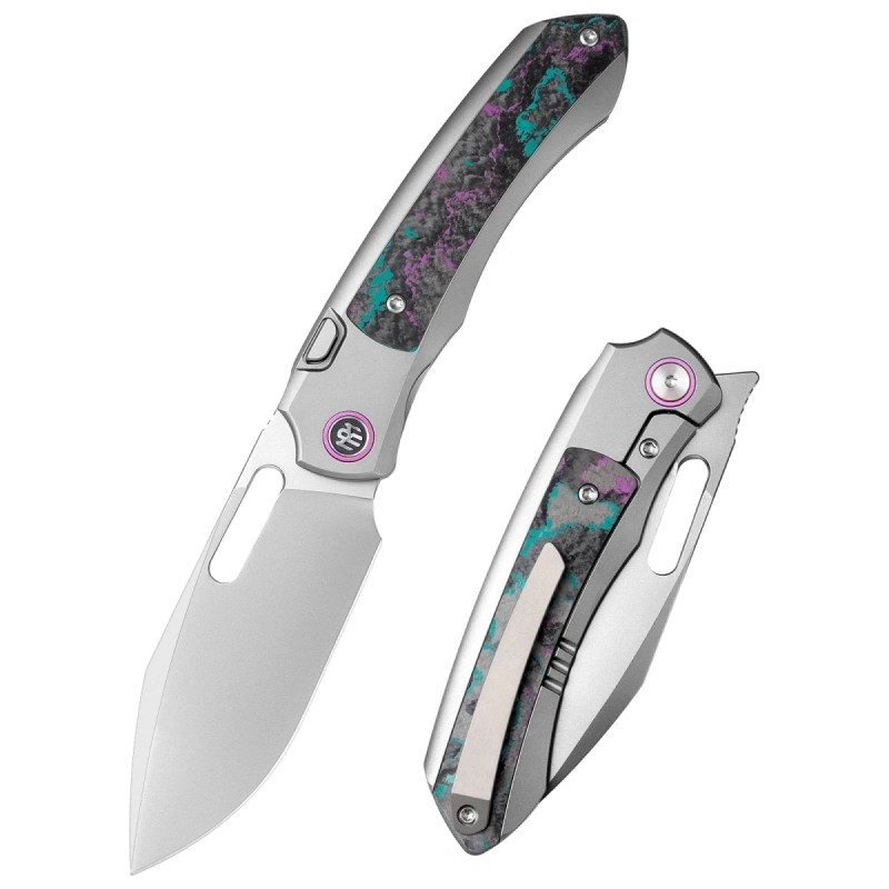 Nóż składany Remette Orca "Jazzy CamoCarbon" Titanium/Carbon Fiber, Pearlescent M390 (ORCAJY)