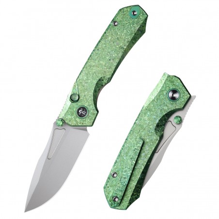Nóż składany Remette Rhino Green Crystallized Titanium, Pearlescent M390 (RNTB4)