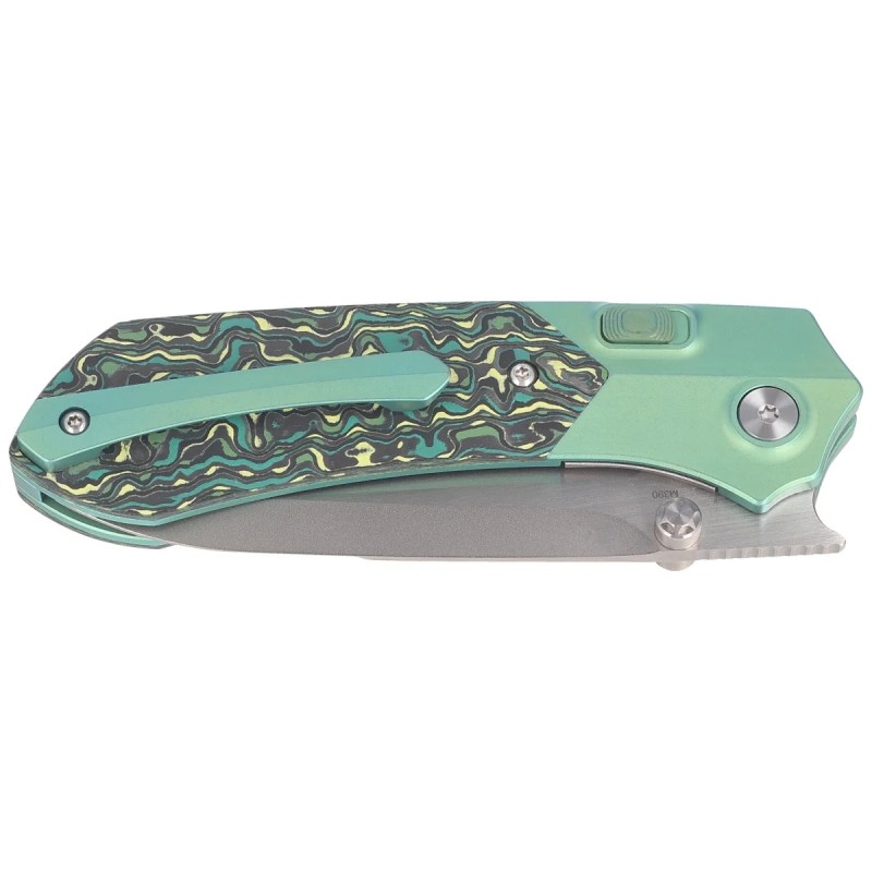 Nóż składany Remette Meteor Green Anodizing Carbon Fiber/Titanium, Pearlescent M390 (RTPT-CL)