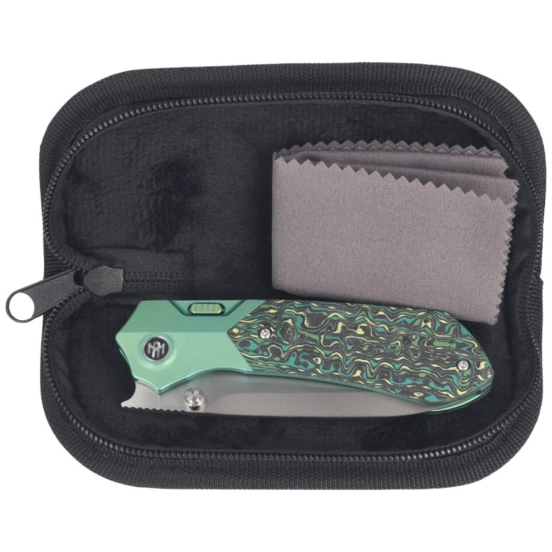 Nóż składany Remette Meteor Green Anodizing Carbon Fiber/Titanium, Pearlescent M390 (RTPT-CL)