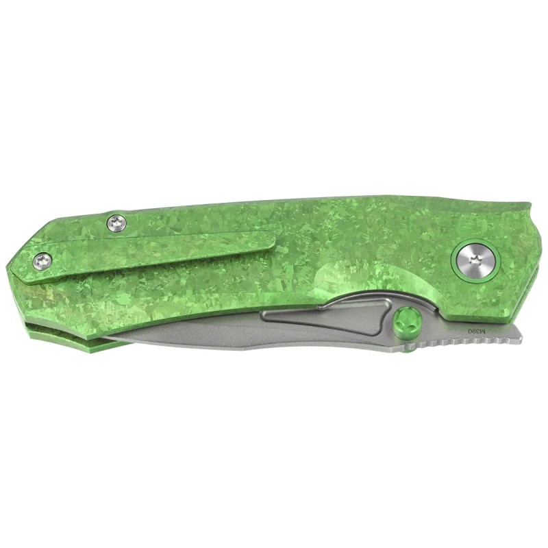 Nóż składany Remette Rhino Green Crystallized Titanium, Pearlescent M390 (RNTB4)