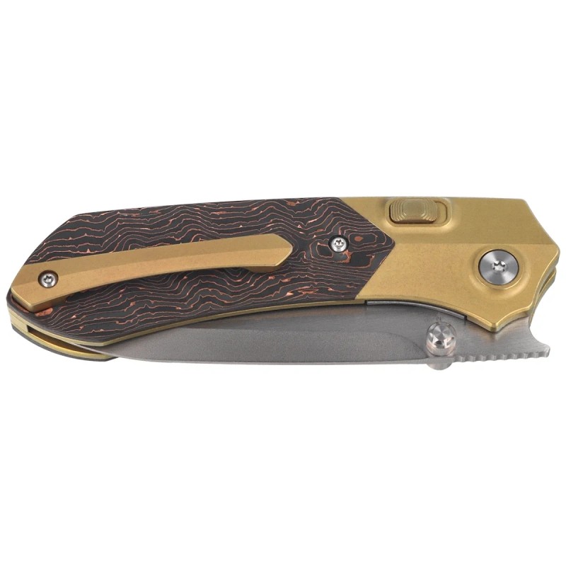 Nóż składany Remette Meteor Gold Titanium/Carbon Fiber, Pearlescent M390 (RTPT-DL)