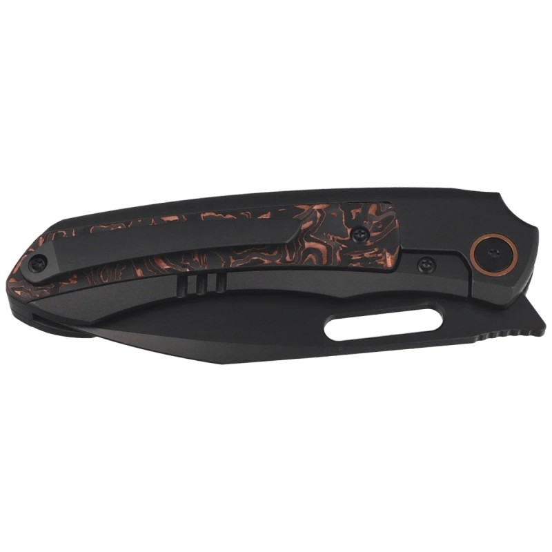 Nóż składany Remette Orca Black Titanium/Copper Foil Carbon Fiber, Black DLC Pearlescent M390 (ORCATB)