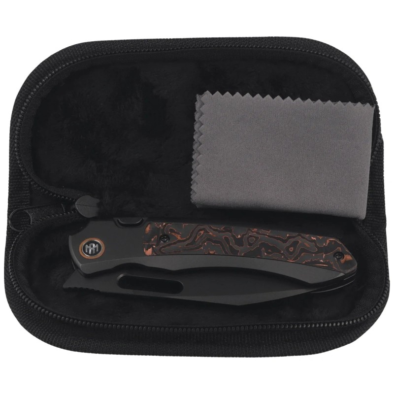 Nóż składany Remette Orca Black Titanium/Copper Foil Carbon Fiber, Black DLC Pearlescent M390 (ORCATB)