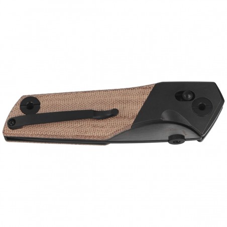 Nóż składany Bestech Cetus Bronze Black Titanium / Natural Canvas Micarta, Black PVD / Satin M390 by Poltergeistworks (BT2304B)