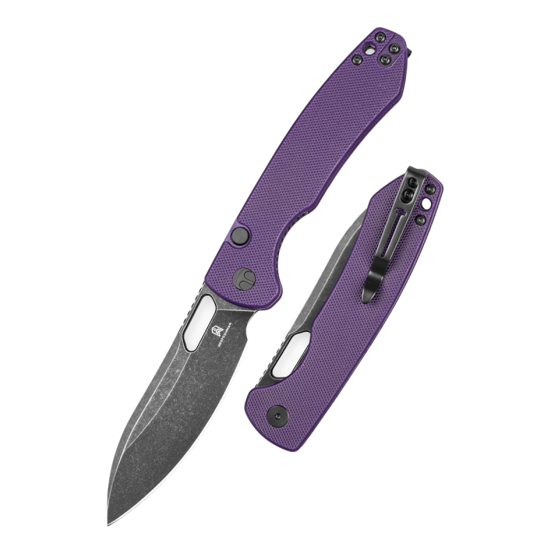 Nóż składany Bestechman Firebird Purple G10, Black PVD Stonewashed D2 (BMK05D)