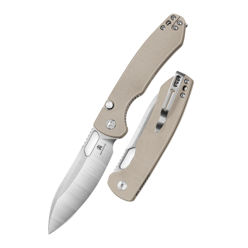 Nóż składany Bestechman Firebird Tan G10, Satin / Stonewashed D2 (BMK05B)
