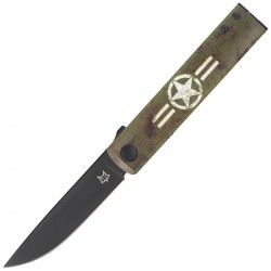 Nóż składany Fox Chnops UV Green Aluminium/UV Printing, Black Becut by Raven Knives Design (FX-543 M1)