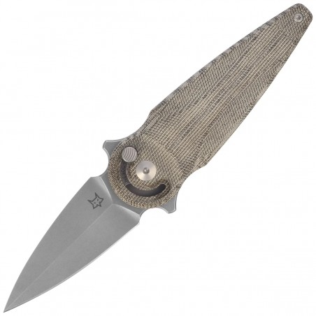 Nóż składany FOX Saturn Flipper OD Green Canvas Micarta, Stonewashed N690Co by Denis Simonutti (FX-551 MOD)