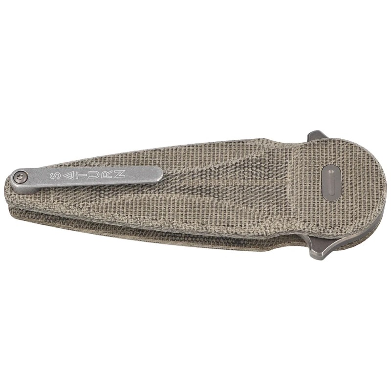 Nóż składany FOX Saturn Flipper OD Green Canvas Micarta, Stonewashed N690Co by Denis Simonutti (FX-551 MOD)