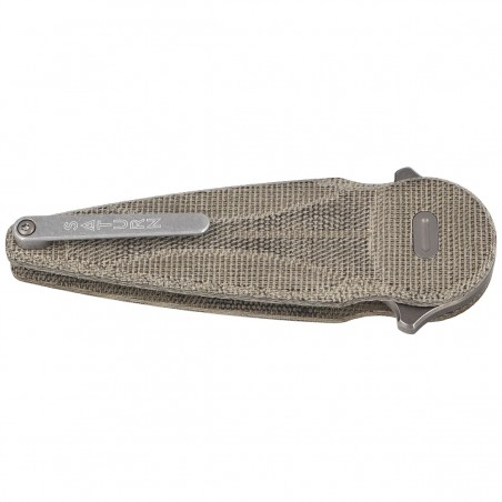 Nóż składany FOX Saturn Flipper OD Green Canvas Micarta, Stonewashed N690Co by Denis Simonutti (FX-551 MOD)