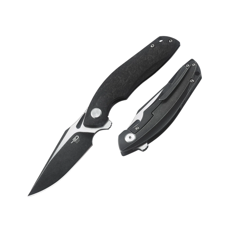 Nóż składany Bestech Ghost Black Carbon Fiber / Black Titanium, Black Stonewashed / Satin CPM S35VN (BT1905C-2)