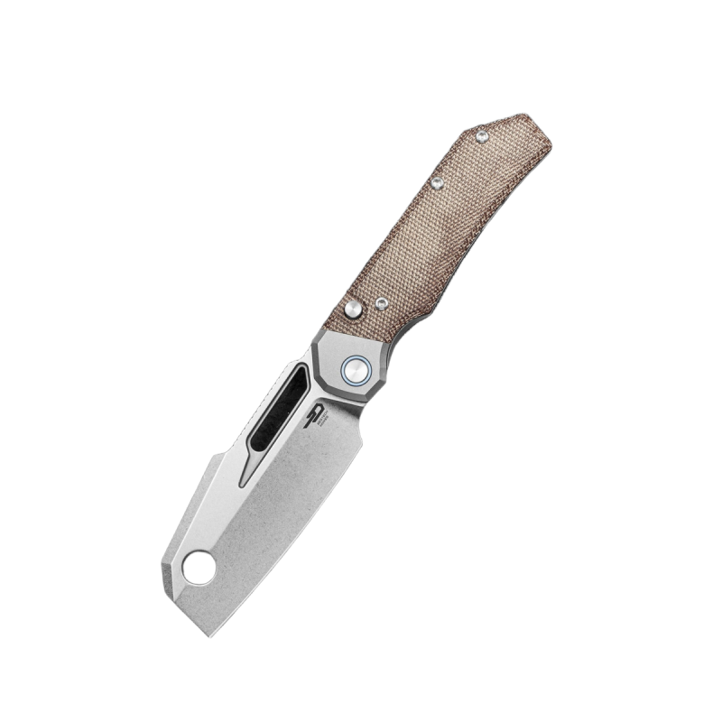 Nóż składany Bestech Nyrrdreki Titanium/Natural Canvas Micarta, Stonewashed M390 by Fabian Hobbelen (BT2607A)