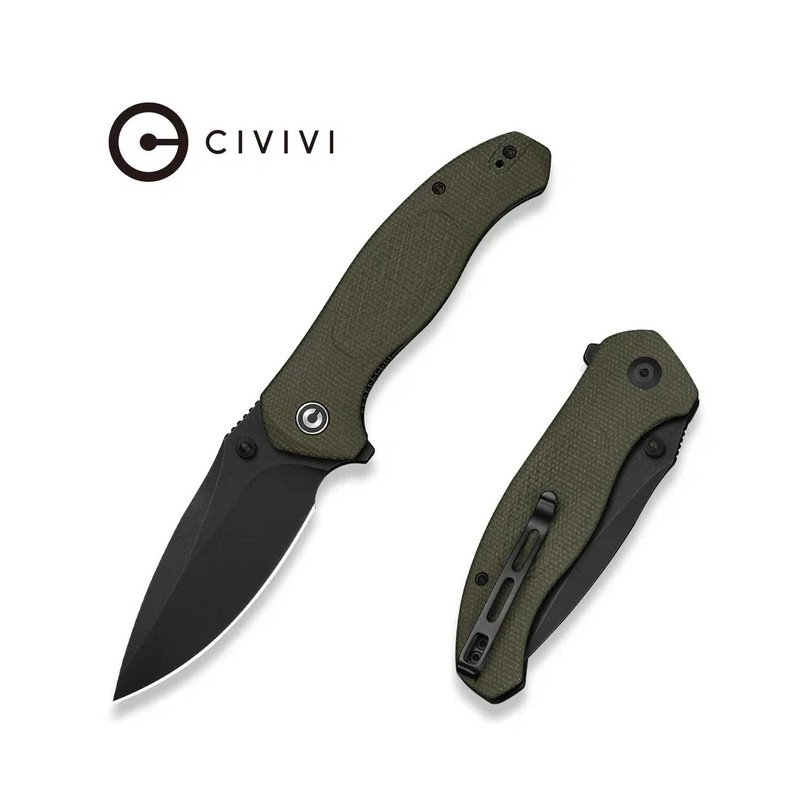 Nóż składany Civivi Vyrent Olive Canvas Micarta, Black Stonewashed Nitro-X7 (C25037-2)