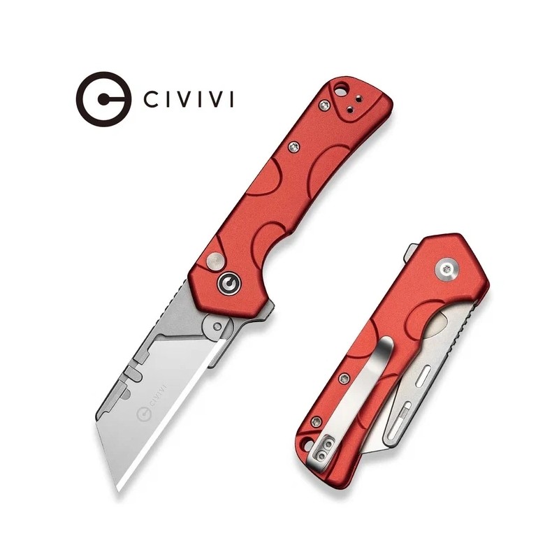 Nóż składany Civivi Pulsara Utility Red Aluminum, Stonewashed 6Cr13 (C24041F-2)
