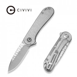 Nóż składany Civivi Elementum Flipper Polished Clear Lexan, Satin/Rock-Grind Pattern Nitro-V (C18062AM-1)