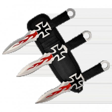 Noże do rzucania Martinez Albainox Cross Set 3 szt Black Cord, Stain 3Cr13Mov (31884)