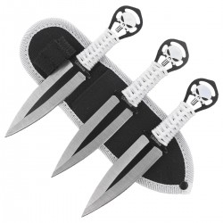Noże do rzucania Martinez Albainox Skulls Set 3 szt White Cord, Satin 3Cr13Mov (32453)