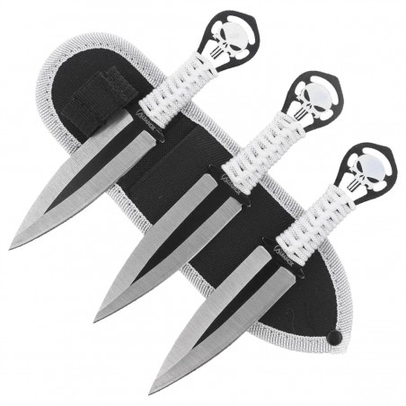 Noże do rzucania Martinez Albainox Skulls Set 3 szt White Cord, Satin 3Cr13Mov (32453)