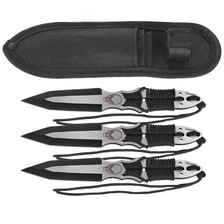 Noże do rzucania Martinez Albainox Skull Set 3 szt Black Paracord, Black 3Cr13Mov (32344)