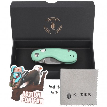 Nóż składany Kizer Microbe Green G10, Satin 14C28N by Maksim Epifantsev (V2742A4)