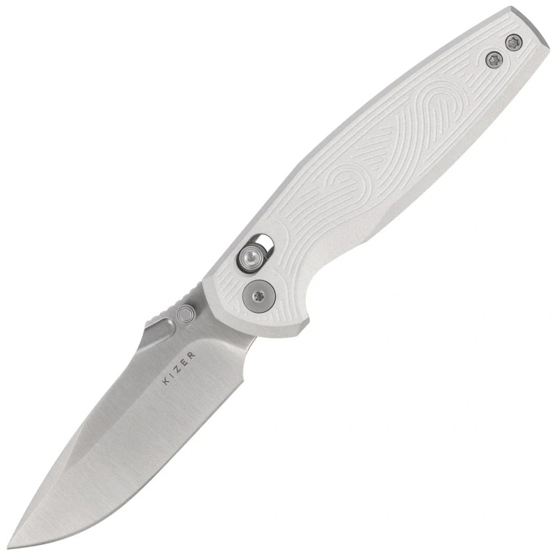 Nóż składany Kizer Khamsin Silver Aluminium, Satin Nitro-V by Maksim Epifantsev (V3791A3)