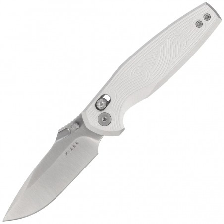 Nóż składany Kizer Khamsin Silver Aluminium, Satin Nitro-V by Maksim Epifantsev (V3791A3)