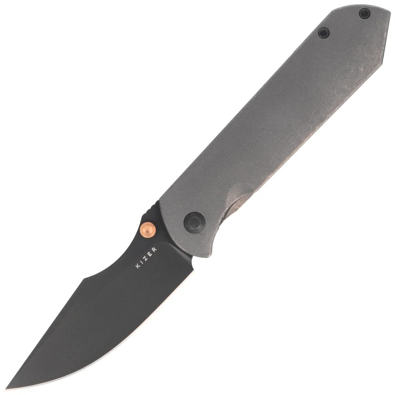 Nóż składany Kizer Harpoon Fold Gray Titanium, Matte DLC Ultra Elmax by Maverick Customs (Ki4784A3)