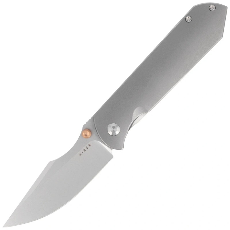 Nóż składany Kizer Harpoon Fold Gray Titanium, Stonewashed Elmax by Maverick Customs (Ki4784A1)