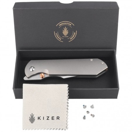Nóż składany Kizer Harpoon Fold Gray Titanium, Stonewashed Elmax by Maverick Customs (Ki4784A1)