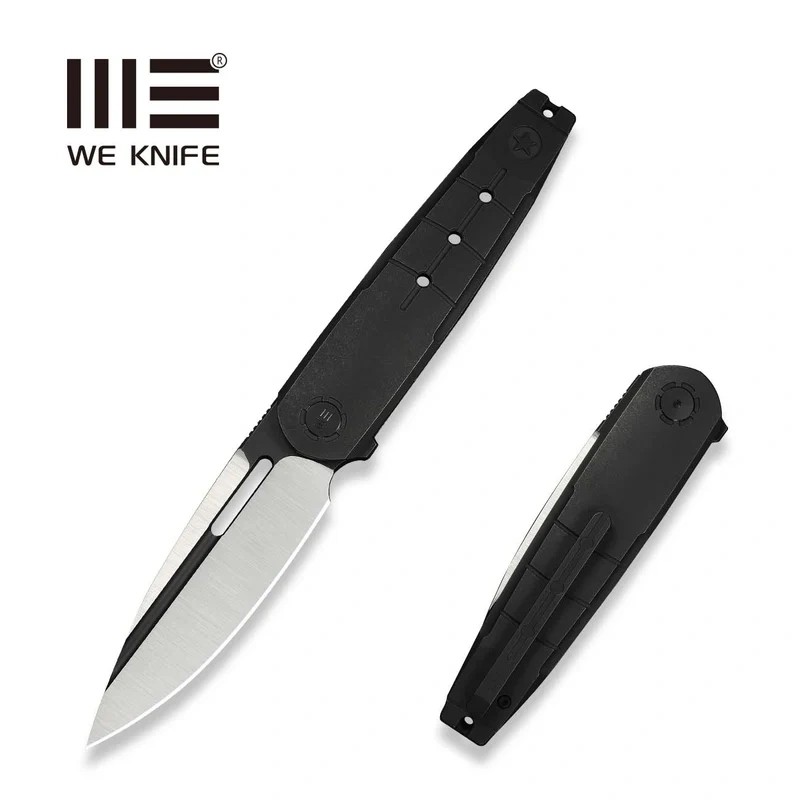 Nóż składany WeKnife Hull LE No ???/200 Black Titanium, Hand Polished Satin / Black Stonewashed M390 (WE24046-1)